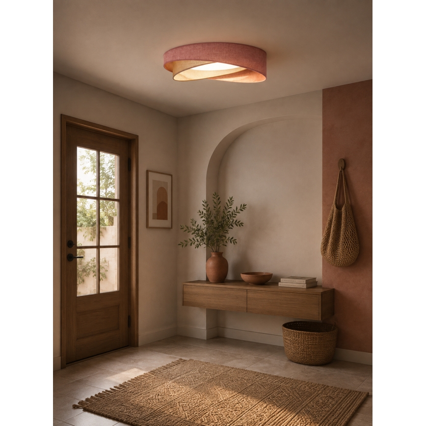 BRILAGI - Plafonnier dimmable VELVET TWIST LED/36W/230V 3000-6000K Ø 65 cm Wi-Fi Tuya Beacon rose/crème + télécommande