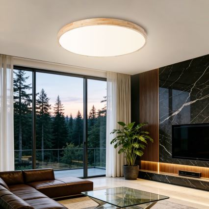 Brilagi - Plafonnier LED dimmable WOODLINE LED/100W/230V 3000-6000K chêne Ø 80 cm + télécommande