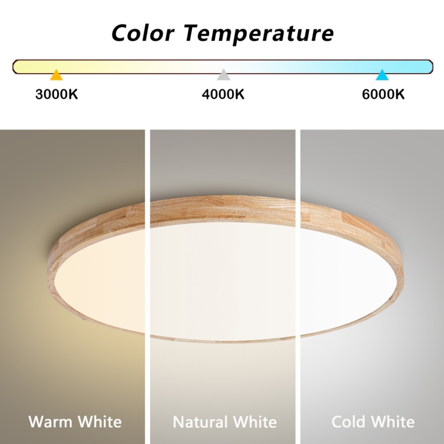 Brilagi - Plafonnier LED dimmable WOODLINE LED/100W/230V 3000-6000K chêne Ø 80 cm + télécommande