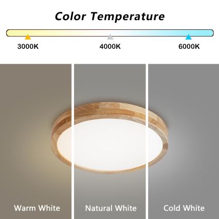 Brilagi - Plafonnier LED dimmable WOODLINE LED/48W/230V 3000-6000K chêne Ø 40 cm + télécommande