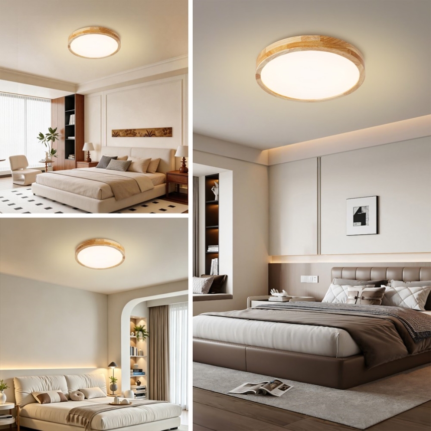 Brilagi - Plafonnier LED dimmable WOODLINE LED/48W/230V 3000-6000K chêne Ø 40 cm + télécommande