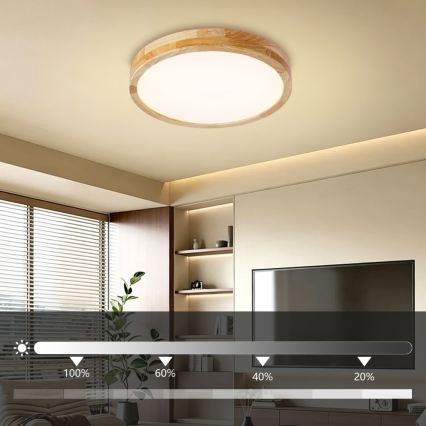 Brilagi - Plafonnier LED dimmable WOODLINE LED/48W/230V 3000-6000K chêne Ø 40 cm + télécommande