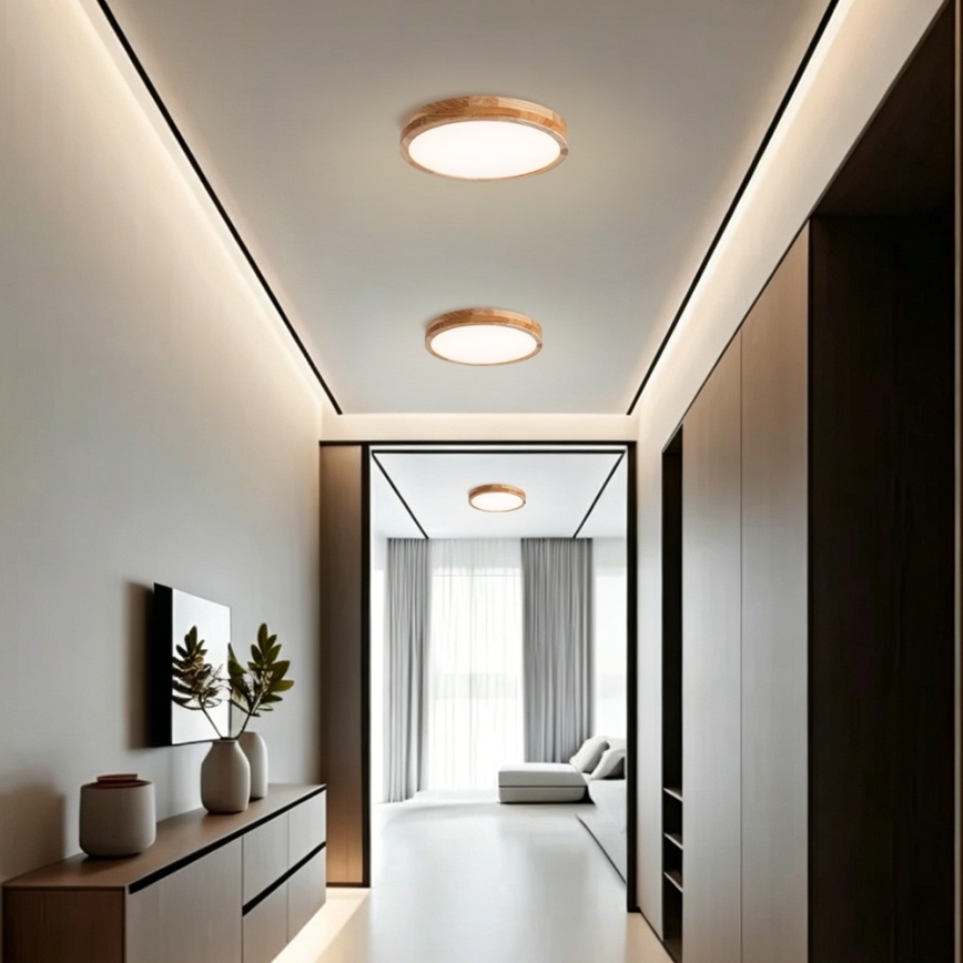 Brilagi - Plafonnier LED dimmable WOODLINE LED/48W/230V 3000-6000K chêne Ø 40 cm + télécommande