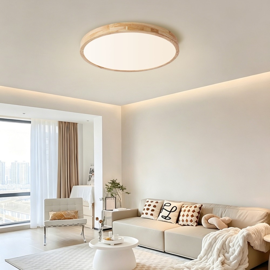 Brilagi - Plafonnier LED dimmable WOODLINE LED/72W/230V 3000–6000 K chêne, Ø 60 cm + télécommande