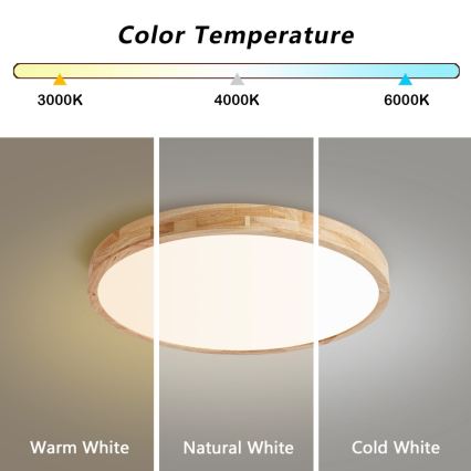 Brilagi - Plafonnier LED dimmable WOODLINE LED/72W/230V 3000–6000 K chêne, Ø 60 cm + télécommande