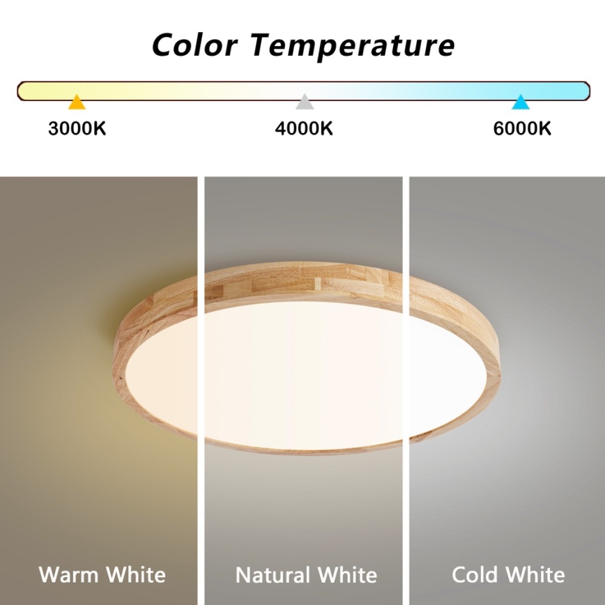 Brilagi - Plafonnier LED dimmable WOODLINE LED/72W/230V 3000–6000 K chêne, Ø 60 cm + télécommande