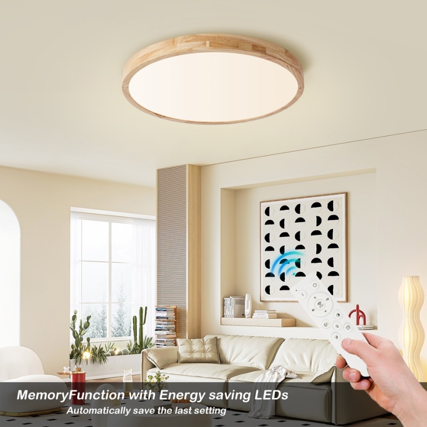 Brilagi - Plafonnier LED dimmable WOODLINE LED/72W/230V 3000–6000 K chêne, Ø 60 cm + télécommande