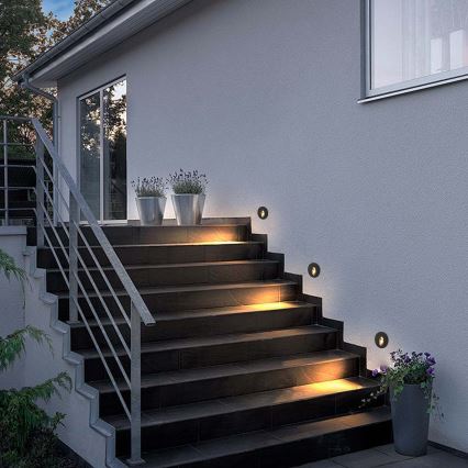 Brilagi - Luminaire LED encastré pour l'extérieur STAIRDOT LED/2W/230V, noir, IP65, rond