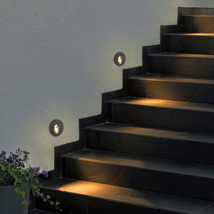 Brilagi - Luminaire LED encastré pour l'extérieur STAIRDOT LED/2W/230V, noir, IP65, rond