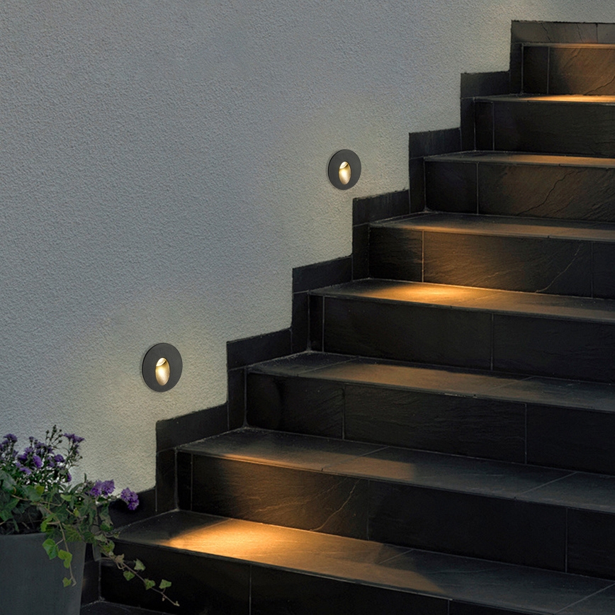 Brilagi - Luminaire LED encastré pour l'extérieur STAIRDOT LED/2W/230V, noir, IP65, rond