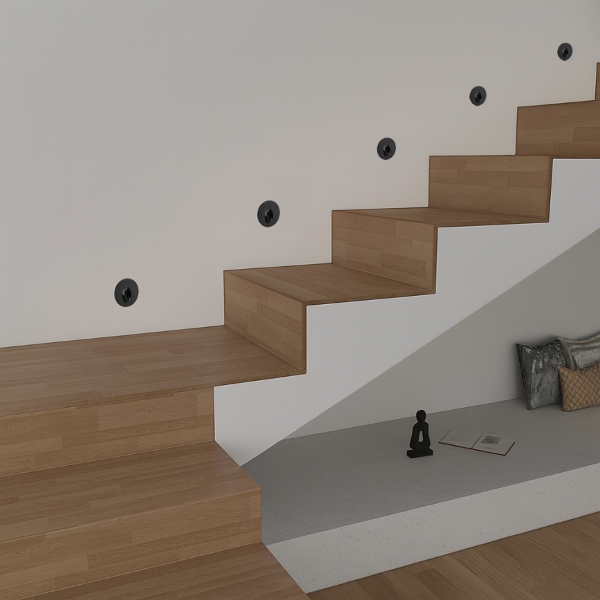 Brilagi - Luminaire LED encastré pour l'extérieur STAIRDOT LED/2W/230V, noir, IP65, rond