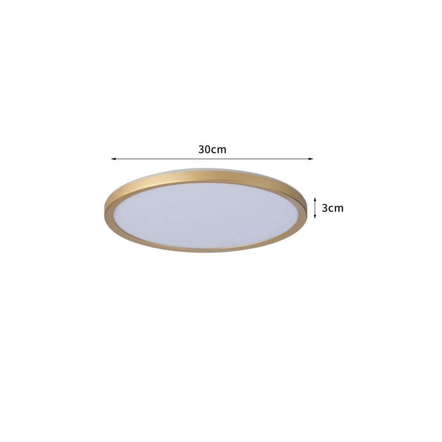 Brilagi - Plafonnier LED ultra-plat pour salle de bains / 18W / 230V Ø 30 cm doré IP54