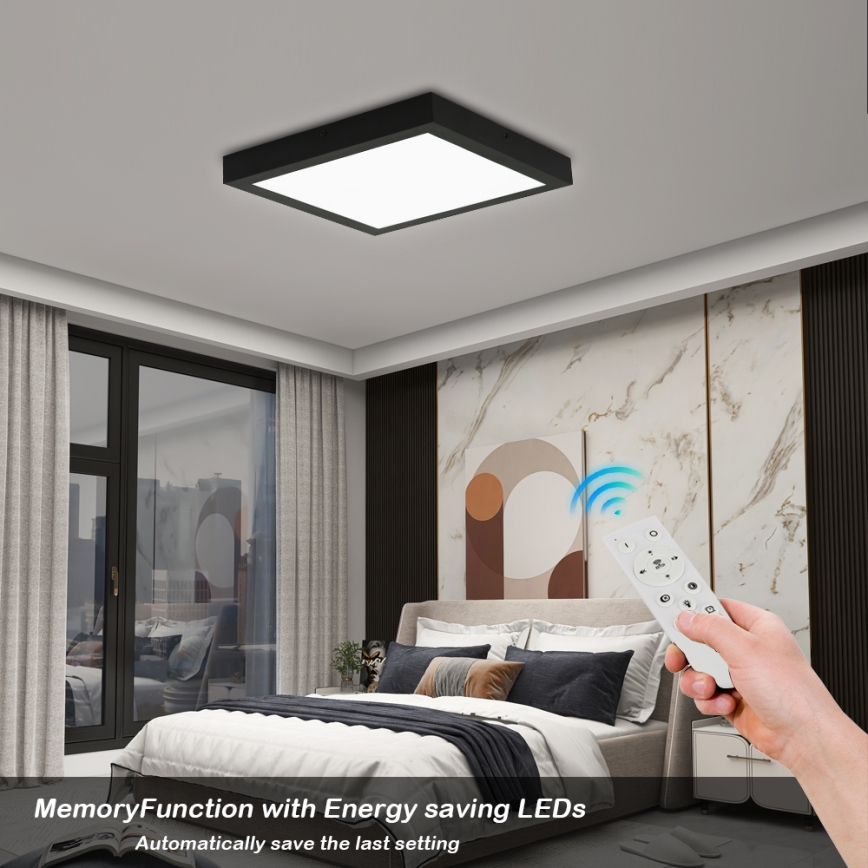 Brilagi - Plafonnier salle de bain à intensité variable FRAME SMART LED/24W/230V 30x30 cm 3000-6000K IP44 noir + télécommande