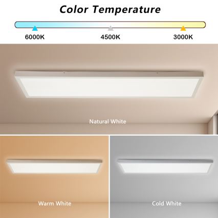 Brilagi - Plafonnier salle de bain à intensité variable FRAME SMART LED/50W/230V 30x120 cm 3000-6000K IP44 blanc + télécommande