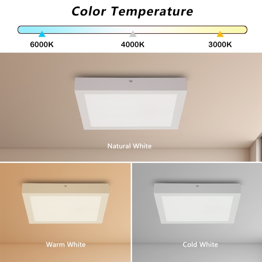 Brilagi - Plafonnier salle de bain FRAME LED/24W/230V 30x30 cm 3000/4000/6000K IP44 blanc