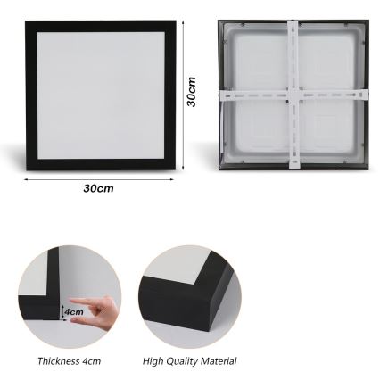 Brilagi - Plafonnier salle de bain FRAME LED/24W/230V 30x30 cm 3000/4000/6000K IP44 noir