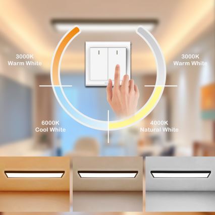 Brilagi - Plafonnier salle de bain FRAME LED/50W/230V 30x120 cm 3000/4000/6000K IP44 noir