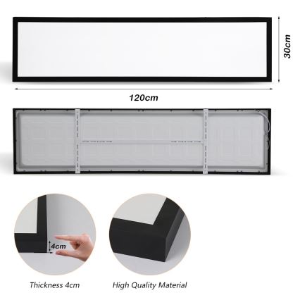 Brilagi - Plafonnier salle de bain FRAME LED/50W/230V 30x120 cm 3000/4000/6000K IP44 noir