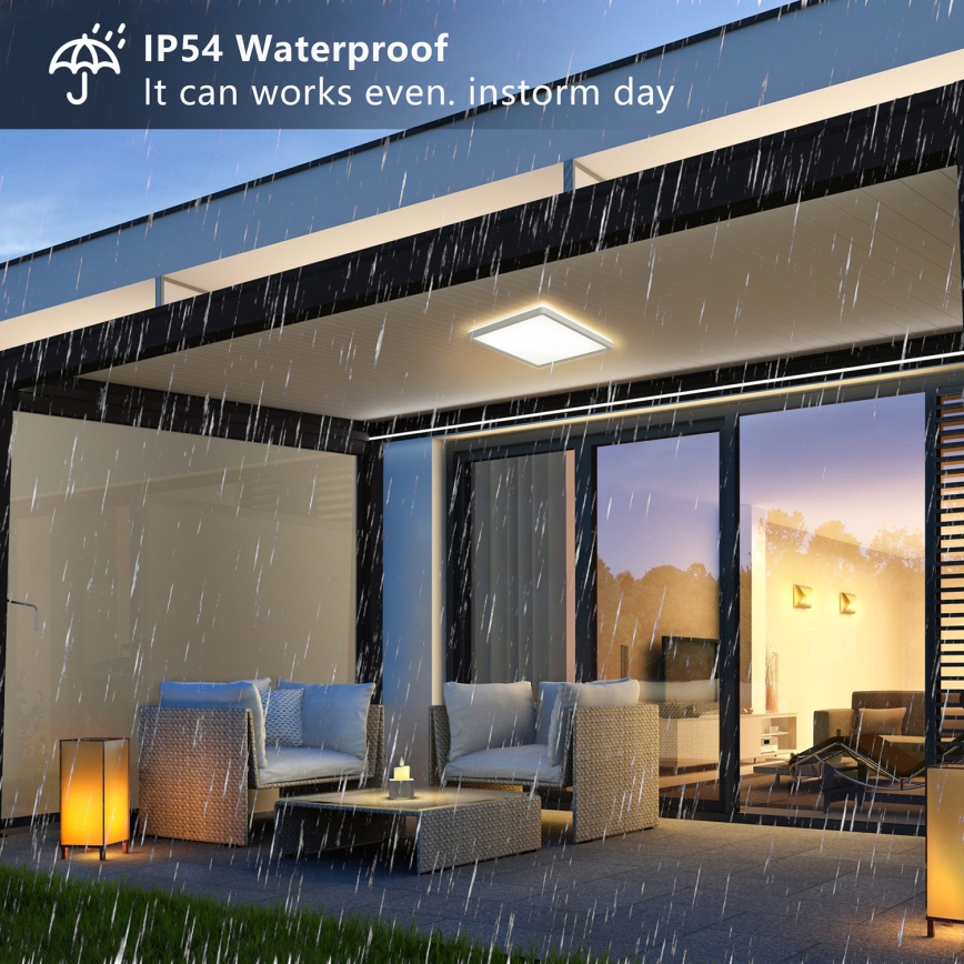 Brilagi - Plafonnier salle de bain ULTRA SLIM LED/24W/230V 42x42 cm blanc IP54