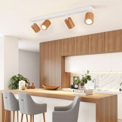 Brilagi - Luminaire spot MODERN WOOD 4xGU10/8W/230V bois/blanc