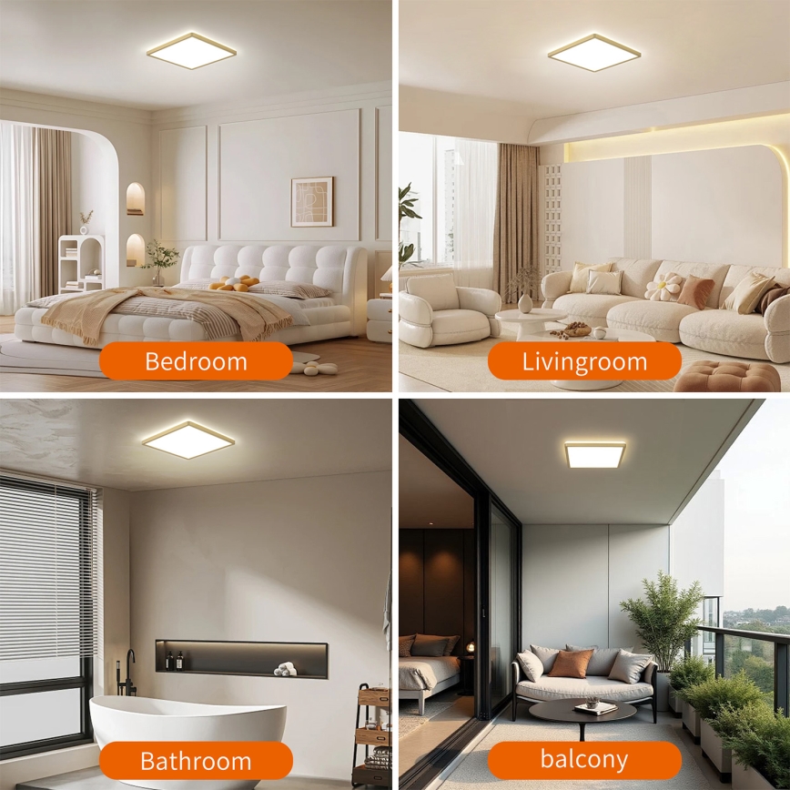 Brilagi - Plafonnier LED pour salle de bains ULTRA SLIM LED/18W/230V 30x30 cm doré IP54