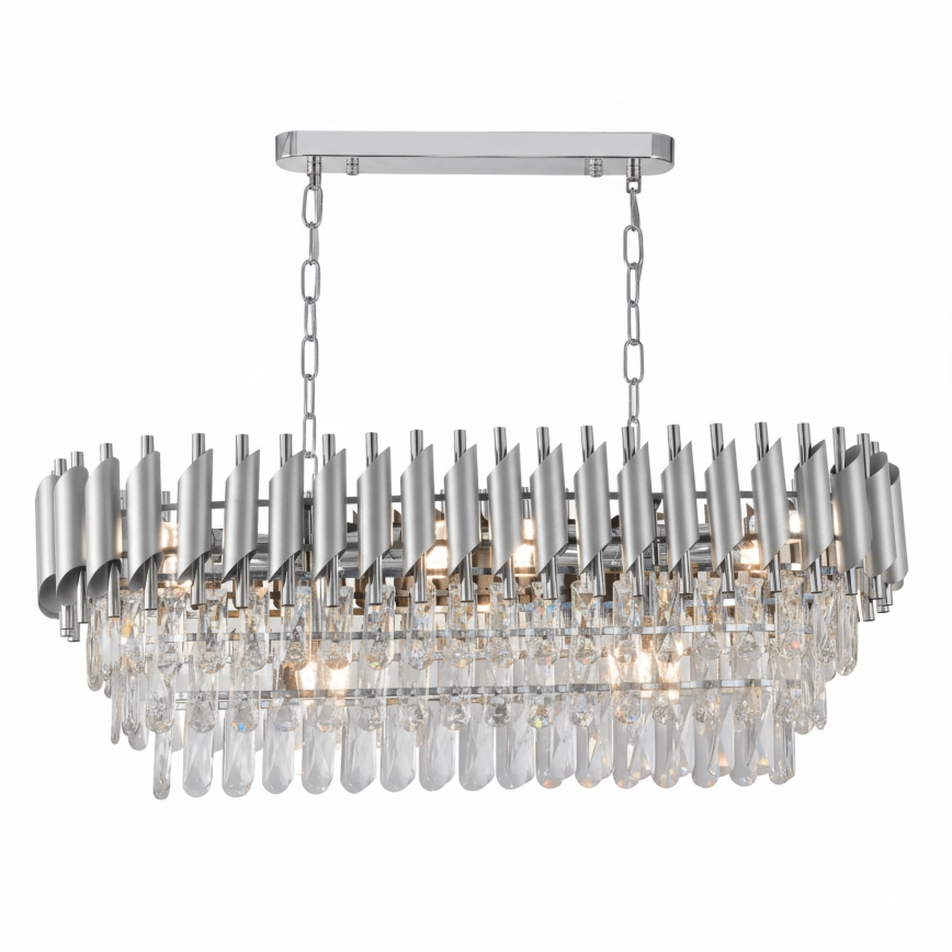 Brilagi - Lustre à chaîne ECLIPSE 10xE14/10W/230V 78x28 cm argenté
