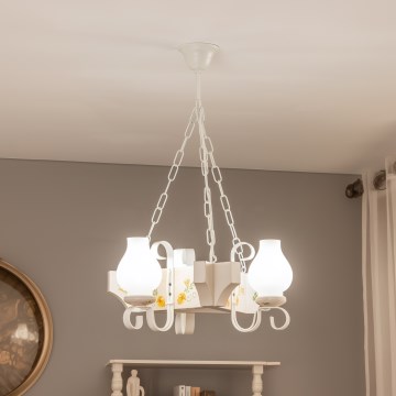 Brilagi - Lustre à chaîne QUEEN 3xE14/40W/230V hêtre/crème