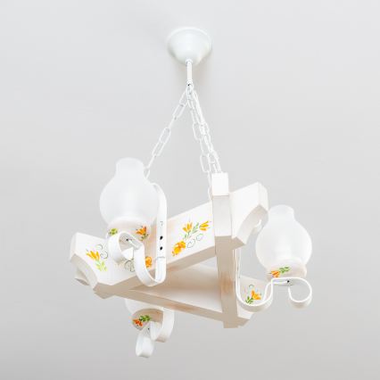 Brilagi - Lustre à chaîne QUEEN 3xE14/40W/230V hêtre/crème