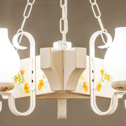 Brilagi - Lustre à chaîne QUEEN 3xE14/40W/230V hêtre/crème