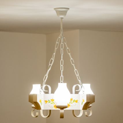 Brilagi - Lustre à chaîne QUEEN 3xE14/40W/230V hêtre/crème