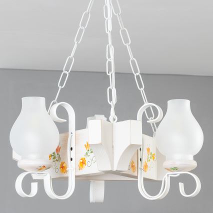 Brilagi - Lustre à chaîne QUEEN 3xE14/40W/230V hêtre/crème