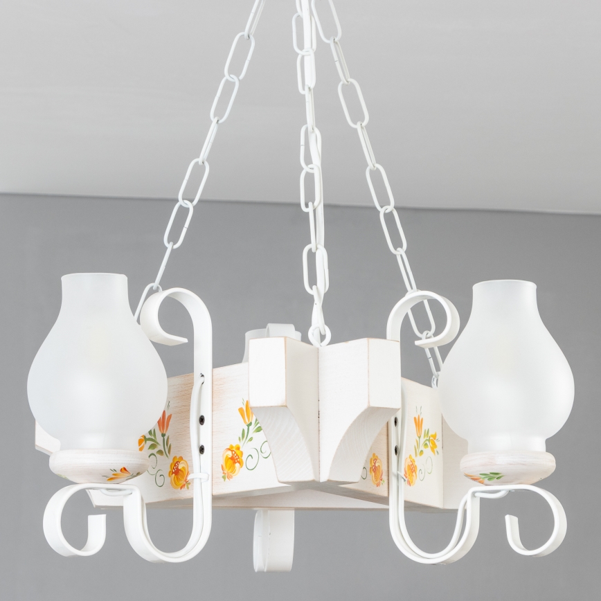 Brilagi - Lustre à chaîne QUEEN 3xE14/40W/230V hêtre/crème