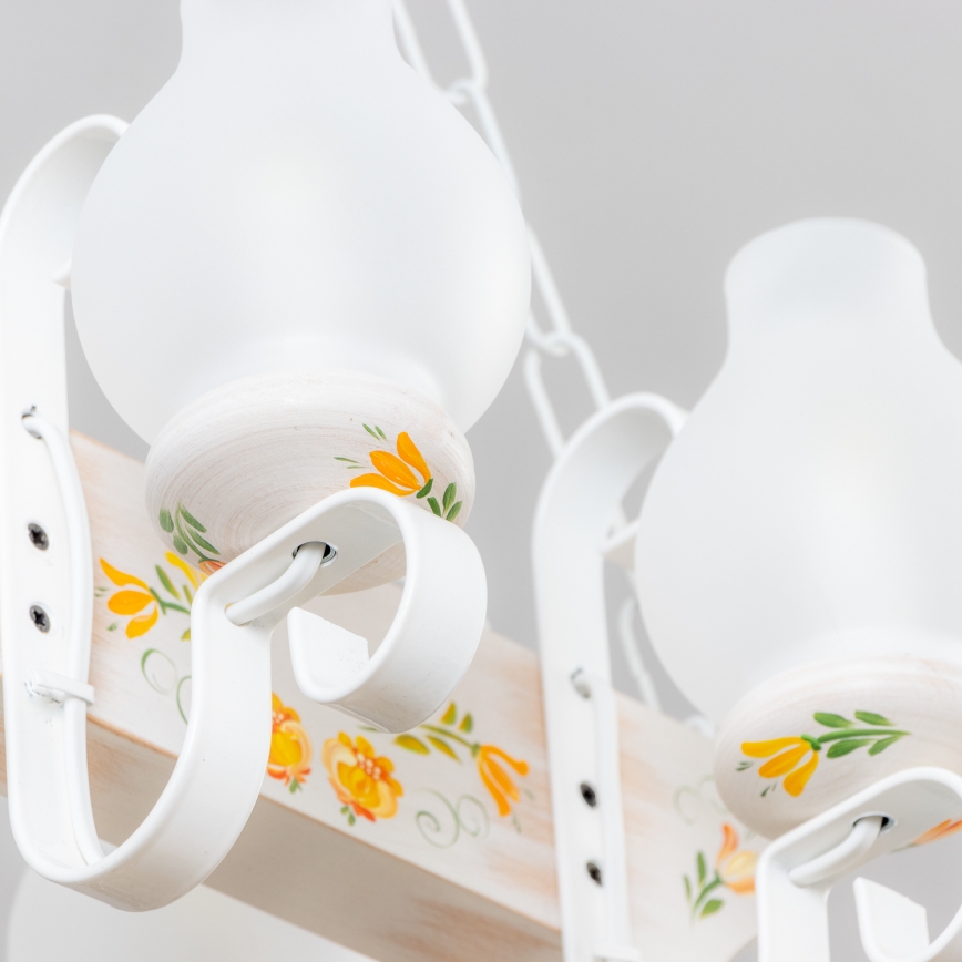Brilagi - Lustre à chaîne QUEEN 4xE14/40W/230V hêtre/crème