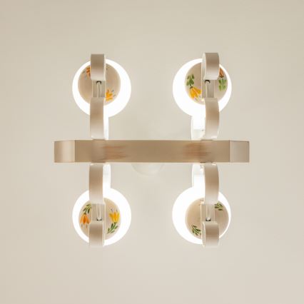 Brilagi - Lustre à chaîne QUEEN 4xE14/40W/230V hêtre/crème