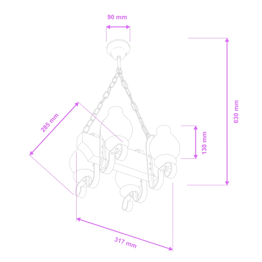 Brilagi - Lustre à chaîne QUEEN 4xE14/40W/230V hêtre/crème