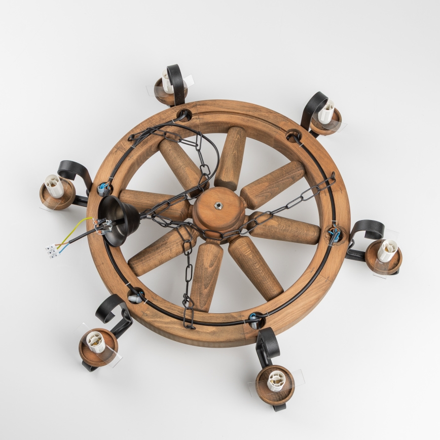 Brilagi - Lustre à chaîne ROATA 6xE14/40W/230V Ø 70 cm hêtre