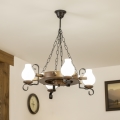 Brilagi - Lustre à chaîne TIMONA 4xE14/40W/230V Ø 50 cm hêtre/noyer