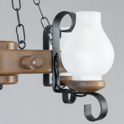 Brilagi - Lustre à chaîne TIMONA 4xE14/40W/230V Ø 50 cm hêtre/noyer
