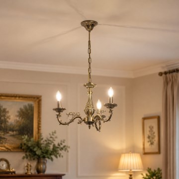BRILAGI - Lustre CLASSIC sur chaîne 3xE14/10W/230V, laiton