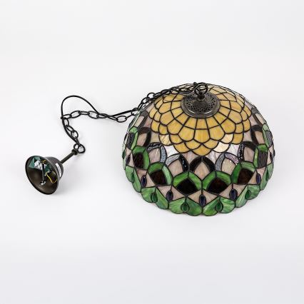 Brilagi - lustre en vitrail de style Tiffany suspendu par une chaîne MARGARET 2xE27/60W/230V