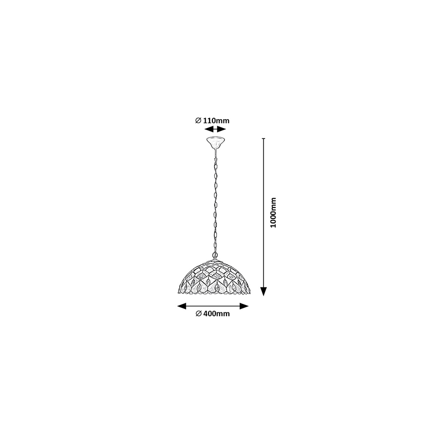 Brilagi - lustre en vitrail de style Tiffany suspendu par une chaîne MARGARET 2xE27/60W/230V