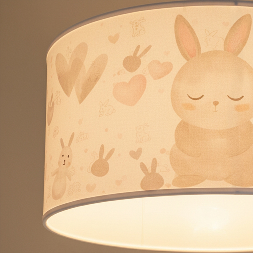 Brilagi - Lustre enfant LED suspendu sur câble BOBO, 1xE27/10W/230V, Ø 35 cm, blanc/petits lapins