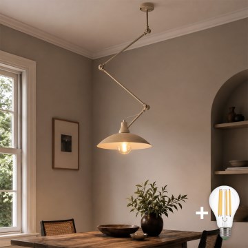 Brilagi - Lustre LED à tige IRONBEAM 1xE27/60W/230V beige