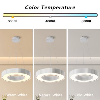 Brilagi - Suspension LED dimmable sur câble LUMIX LED/48W/230V 3000-6000K blanc Ø 50 cm + télécommande