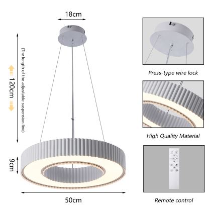 Brilagi - Suspension LED dimmable sur câble LUMIX LED/48W/230V 3000-6000K blanc Ø 50 cm + télécommande