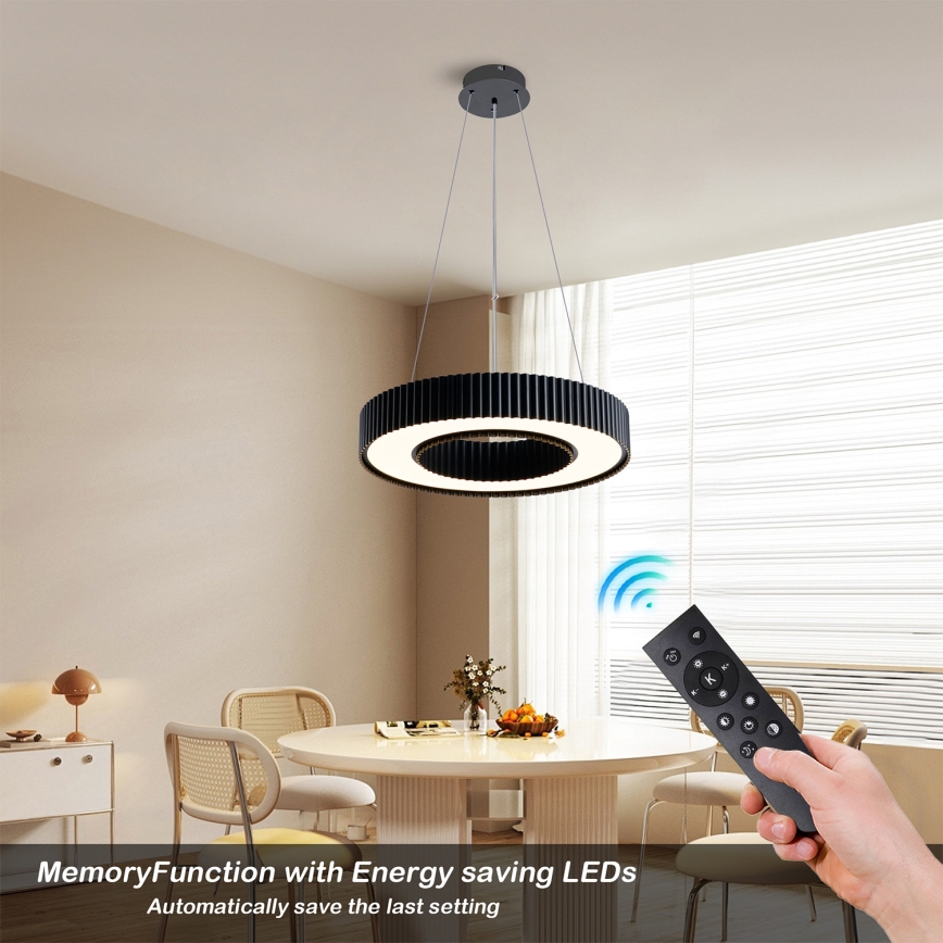 Brilagi - Suspension LED dimmable sur câble LUMIX LED/48W/230V 3000-6000K noir Ø 50 cm + télécommande