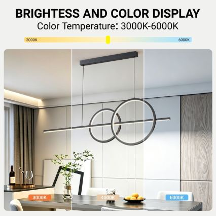 BRILAGI - Suspension LED dimmable sur câble SIGNATURE LED/53W/230V 3000-6000K 120 cm noire + télécommande