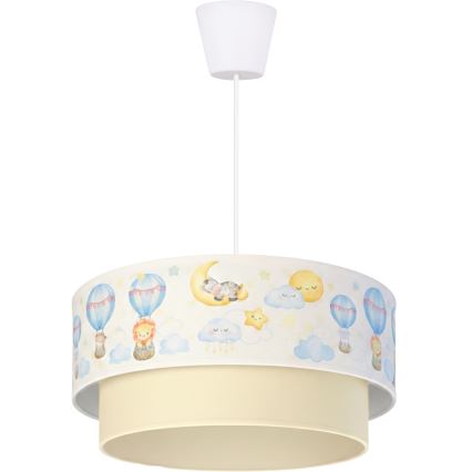 Brilagi - Suspension LED pour enfant sur câble BOBO 1xE27/60W/230V Ø 40 cm blanc/beige/motifs d'animaux