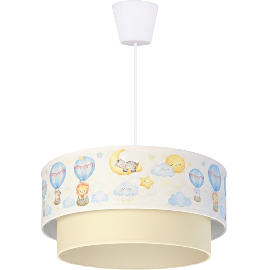 Brilagi - Suspension LED pour enfant sur câble BOBO 1xE27/60W/230V Ø 40 cm blanc/beige/motifs d'animaux