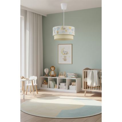 Brilagi - Suspension LED pour enfant sur câble BOBO 1xE27/60W/230V Ø 40 cm blanc/beige/motifs d'animaux